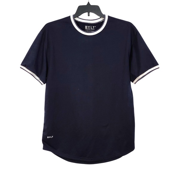 BYLT Premium Basics Other - BYLT Premium Basics Drop Cut‎ Striped Ringer Tee Shirt Mens XL Navy Blue White